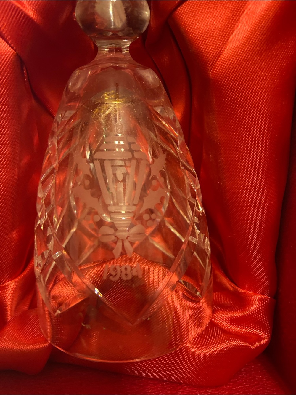Waterford Clear Cut Crystal Bell with Etched Pattern